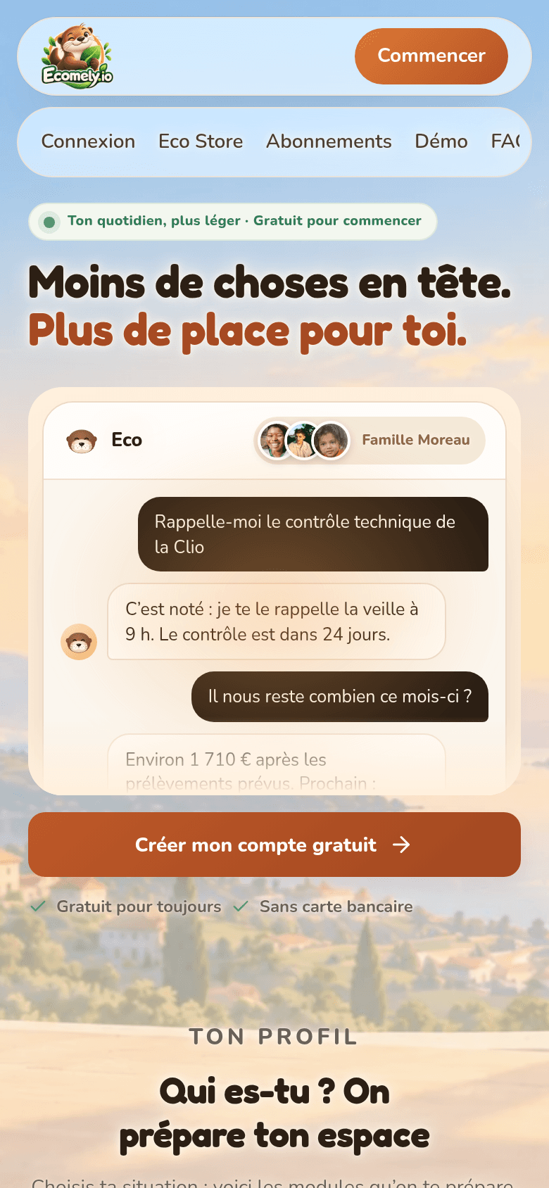 Ecomely sur téléphone